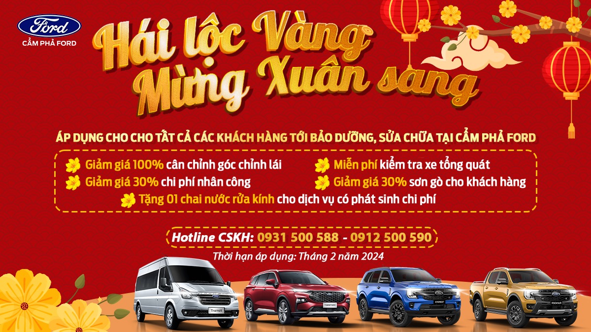 Chương trình hái lộc vàng mừng xuân sang cho khách hàng đến bảo dưỡng tại Cẩm Phả Ford