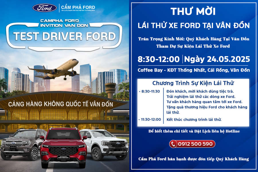 Trải Nghiệm Ford Đỉnh Cao Tại Vân Đồn, Quảng Ninh – Sự Kiện Lái Thử Xe Đặc Biệt Cùng Cẩm Phả Ford
